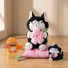 ピンクの歪んだ目の猫の毛むくじゃらぬいぐるみ【おしゃれなインテリア・誕生日プレゼントに最適】