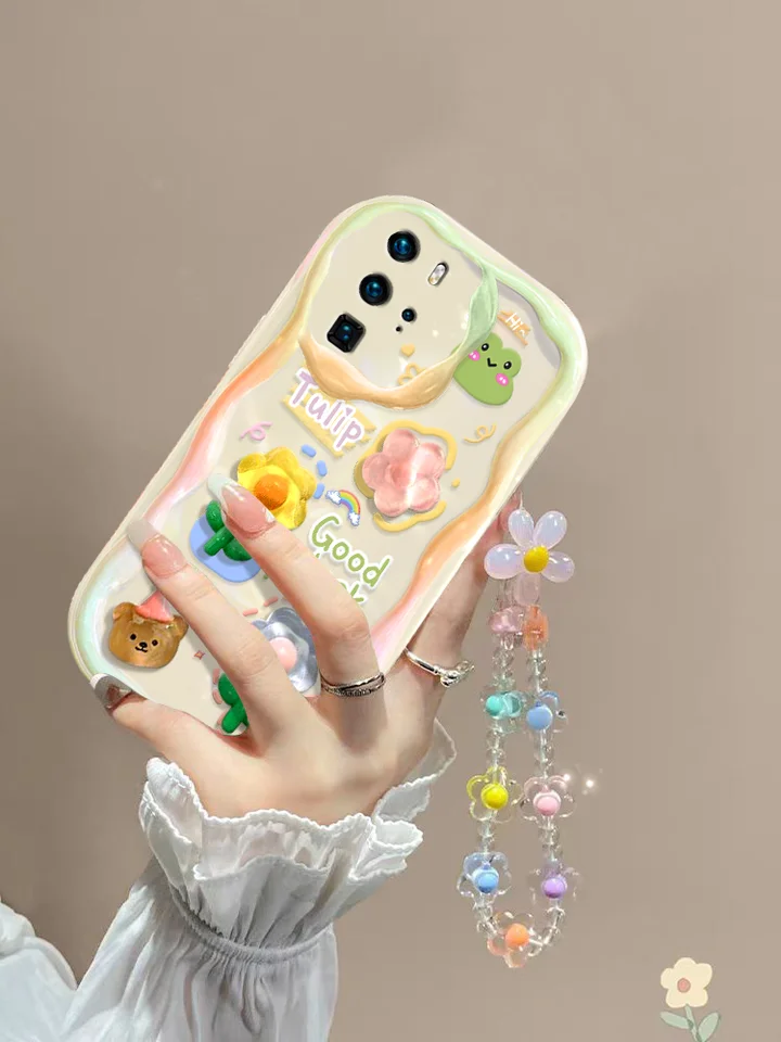 水滴シリコーン製 スマートフォンケース【向日葵デザイン・滑り止め・女性向け】