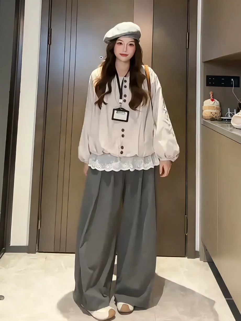 イエベ秋の春コーデにぴったり？グレーワンピースとワイドパンツのセットアップで失敗しない着こなしとは