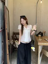 バタフライリボン付き短袖シャツ【夏用・ジョイントデザイン・カジュアルパンツ】（セットアップ対応）