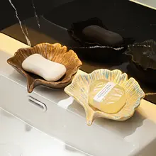 レトロ風のソープディッシュ【排水機能付き・陶器製・バスルーム用】