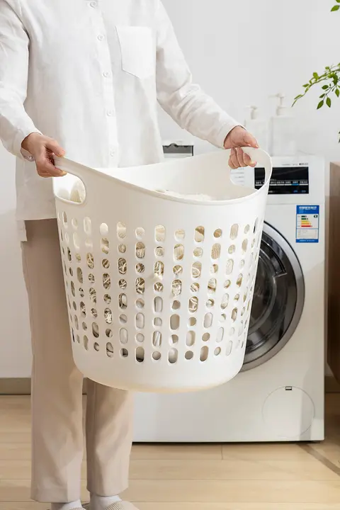 大容量プラスチック製 洗濯かご【バスルーム用・衣類収納】