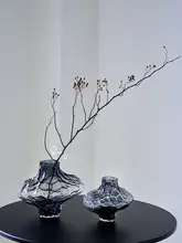 デンマーク風ガラス花瓶【モダンデザイン・インテリア装飾用・フラワーベース】