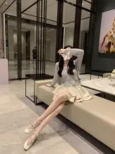 水晶のリボン付きフラットバレエシューズ【女性用・マリージェーンスタイル・重工デザイン】