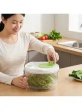 手動式 野菜用水切り器【家庭用・サラダ洗浄・回転脱水】