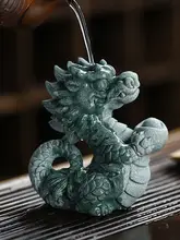 青砂石製 神龍茶宠置物【可愛いデスクトップ装飾・風水アイテム】