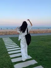 感ある白色亜麻シャツ＆ショートパンツ【春用・女性向け】（セットアップ対応）
