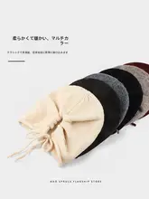 秋冬用ウール混紡リボン付きニット帽【保温・耳あて付き・シンプルデザイン】