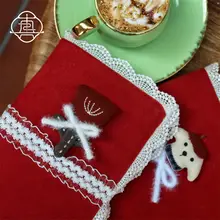 童話の午後のティータイム 手作り布カバーのノートブック【レトロデザイン・かわいいスタイル】