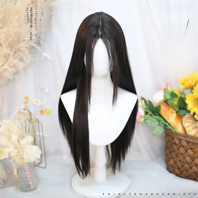 コスプレ用アニメ風ロングウィッグ：リアルなレース前髪でオフィスヘアを簡単に実現
