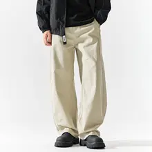極上の柔らかさコットン製チノパンツ【カジュアル・カーキ・ワイドレッグ・春秋用】（セットアップ対応）