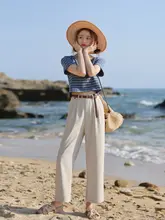 花吉 K202 橙色ハイウエストクロップドスーツパンツ【夏用・デザイン】
