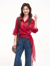 リネン素材の長袖シャツ【春夏用・ボタン付き・女性用】