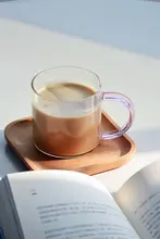 ハンドル付き底面平らな耐熱グラスカップ【高 borosilicate ガラス・電子レンジ対応・ミルク用・小サイズ】