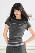 半袖Tシャツ レディース クルーネック フィット感 ウエストマーク クロップド丈 アクティブ 夏「PSO Brand」