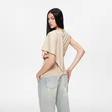 不対称デザインのラッセルウールビスチェ【夏用・スリーブレス・感】