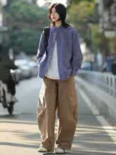 レトロチェック柄シャツ【カジュアル・ワイドフィット・ポケット付き・男女兼用】