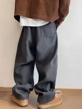 冬季ヴィンテージ風グレーのイージーパンツ【ウエストゴム・ストレートカット】