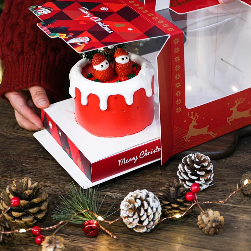 クリスマス用4インチケーキ持ち運びボックス：十色生活が提供するスイーツギフトの最適な包装ソリューション
