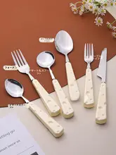 304ステンレス製の北欧風西洋料理用カトラリー【フォーク・ナイフ・デザートスプーン】（セットアップ対応）
