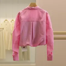 レイヤードデザインのシンプルシャツ【トレンディ・長袖・秋向け】（セットアップ対応）