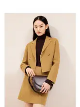 山羊绒ダブルフェイスブレザー【ショートジャケット・ウールスカート・通勤用】（セットアップ対応）