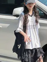 レトロ風 女の子用Vネック半袖Tシャツ【夏用・おしゃれデザイン】