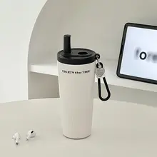 シンプルなカフェカップ【吸管付き・持ち運び便利・保温タイプ】