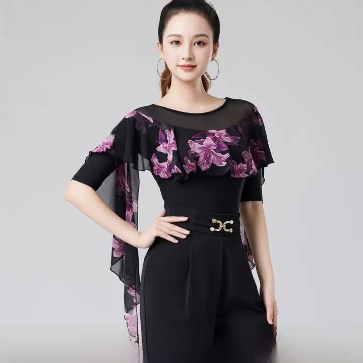 春夏用ラテンダンスパフォーマンストップス【軽やかなデザイン・女性用】