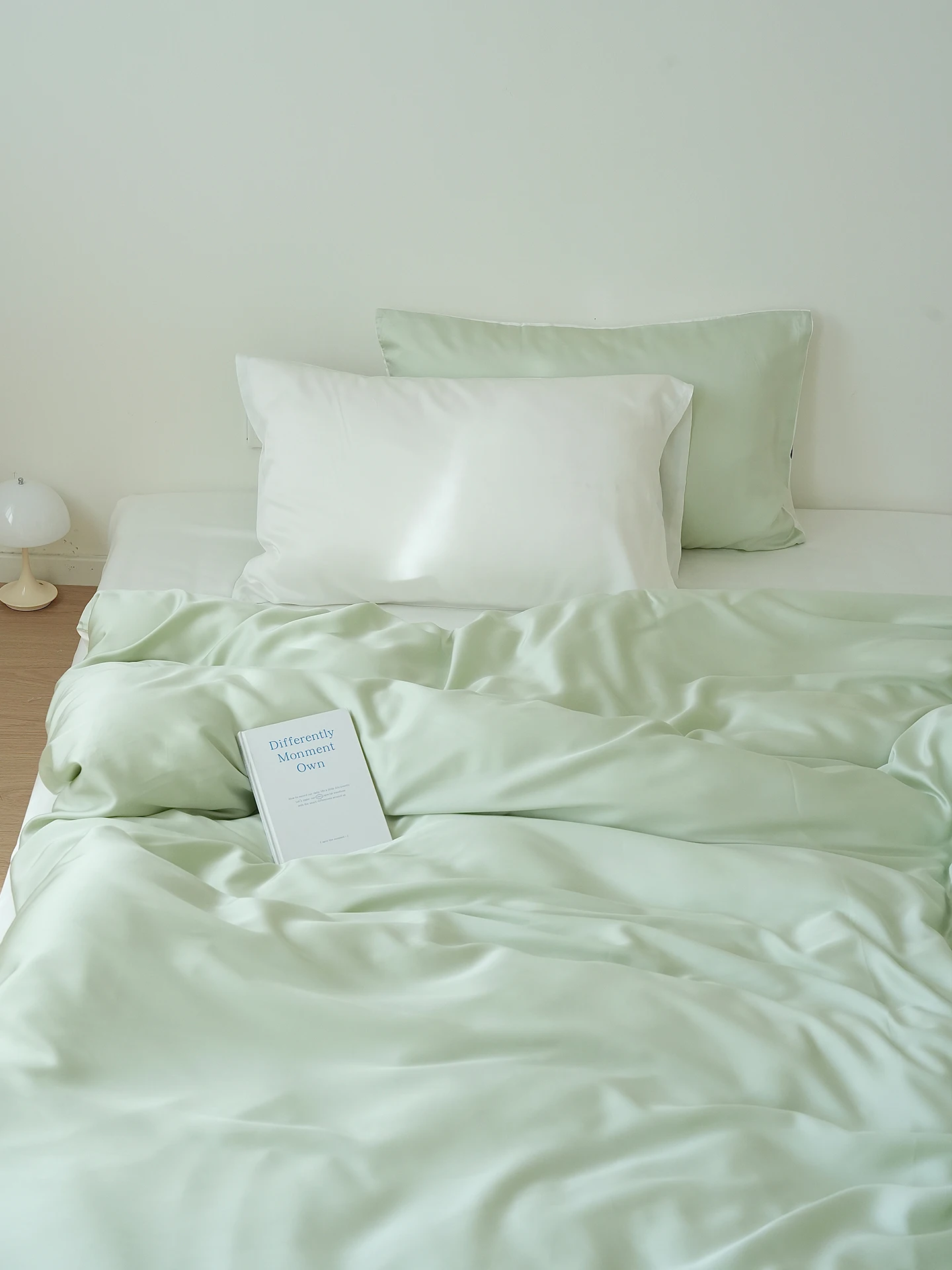 春夏用天丝クールタッチシーツ：緑のカラーコンビで快適な睡眠を実現