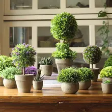 リアルなグリーン植物ミニ盆栽【インテリア・デスクトップ装飾用】