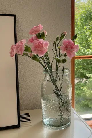 フラワーベース 花瓶 上品 ガラス 透明 陶器 卓上 オブジェ リビング