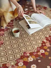 デザイン性に優れたレトロ風ラグマット【リビング・寝室対応・お手入れ簡単】
