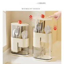 キッチン用箸立て【水切り機能付き・防塵収納ケース・昇降可能】