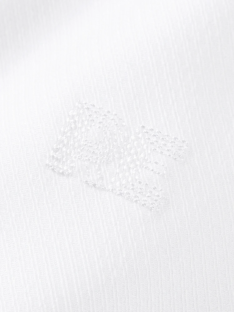 胸前刺繍入りカジュアル長袖シャツ【肌理感・春用】：春のカジュアルスタイルに最適なデザインと素材のバランス