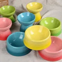 ペット用陶器ボウル【猫・犬用・食器・防倒れ機能・高脚・首保護デザイン】