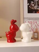 ウサギ 装飾品 カップル 引っ越し 結婚 バレンタインデー 誕生日 陶器 創造的 シンプルな 赤