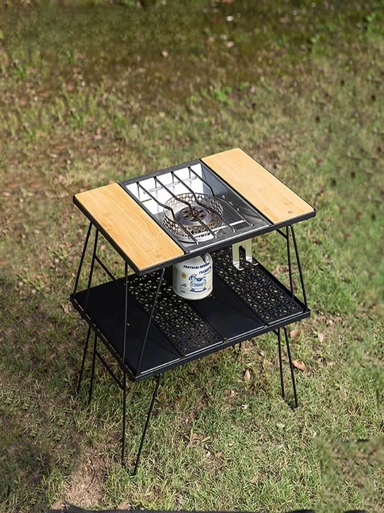 パーゴラ ウッドデッキの実用性を検証：CAMPINGMOONの2段式折りたたみテーブルが提供する空間設計の選択肢
