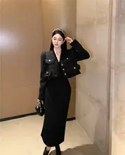 灰色の秋冬向け編み込みツイード風タイトスカート【シックでエレガント・体型カバー・ファッション】（セットアップ対応）