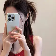 レトロ港風 アンクラレッドリングフープピアス【エレガントデザイン・軽やかさ】