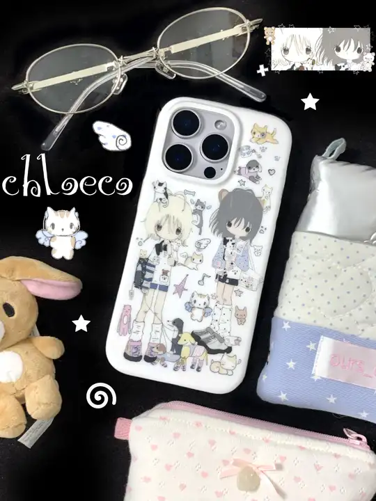 可愛い猫犬デザインのソフトケース【昭和風・コミックスタイル・iPhone用】