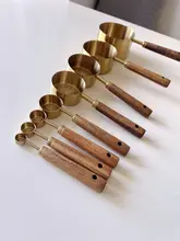 銅色の木製ハンドルコーヒースプーン【焙煎用・多機能・キャットフードスプーン】