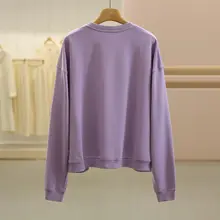 シンプルな無地ラウンドネックゆったりフィット女性用トレーナー（セットアップ対応）