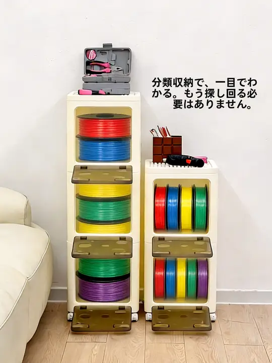 3Dプリンター フィラメント 収納ケース 5本用 移動式 密閉 防湿 乾燥 PLA PETG ナイロン 対応