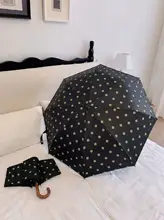 黒白ドットデザインの折りたたみ傘【レトロスタイル・日傘・雨傘対応・高品質】