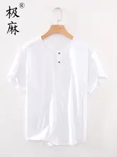 極麻の夏用ノーカラー半袖シャツ【したフィット感・通気性・カジュアルスタイル】