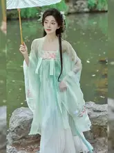 漢服 十二花神デザインの刺繍入りチュニックスタイル ドレス【春夏用・軽やかさ・豪華な刺繍】（セットアップ対応）
