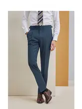 ビジネススタイルのストレートパンツ【免縮・しわになりにくい・パリボタン付き】