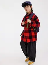 長袖シャツ アウター キッズ ボーイズ ガールズ 赤黒大チェック柄 おしゃれ 「ZAIXONGJIA」