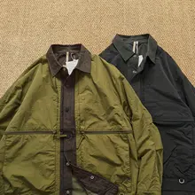 山系パッチワーク風コントラストカラーのニット風ジャケット【春秋用・オーバーサイズ・カップル向け】（セットアップ対応）